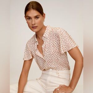 Mango M Floral Flutter Sleeve Blouse